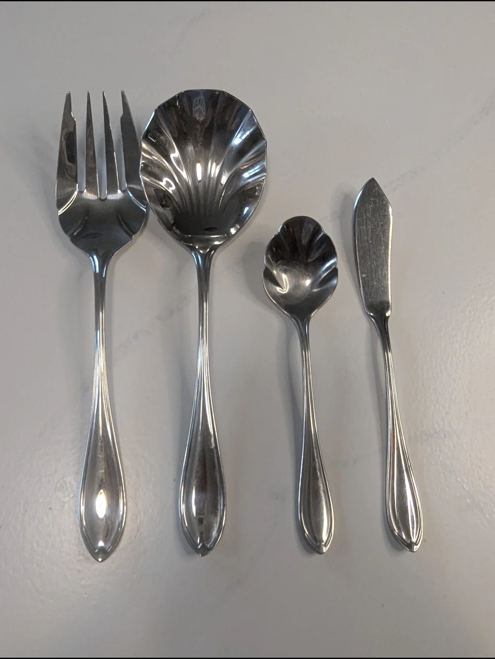 Retroneu Hampton Shell 18/8 Stainless Flatware Serving Hostess Set 4 Pcs Korea
